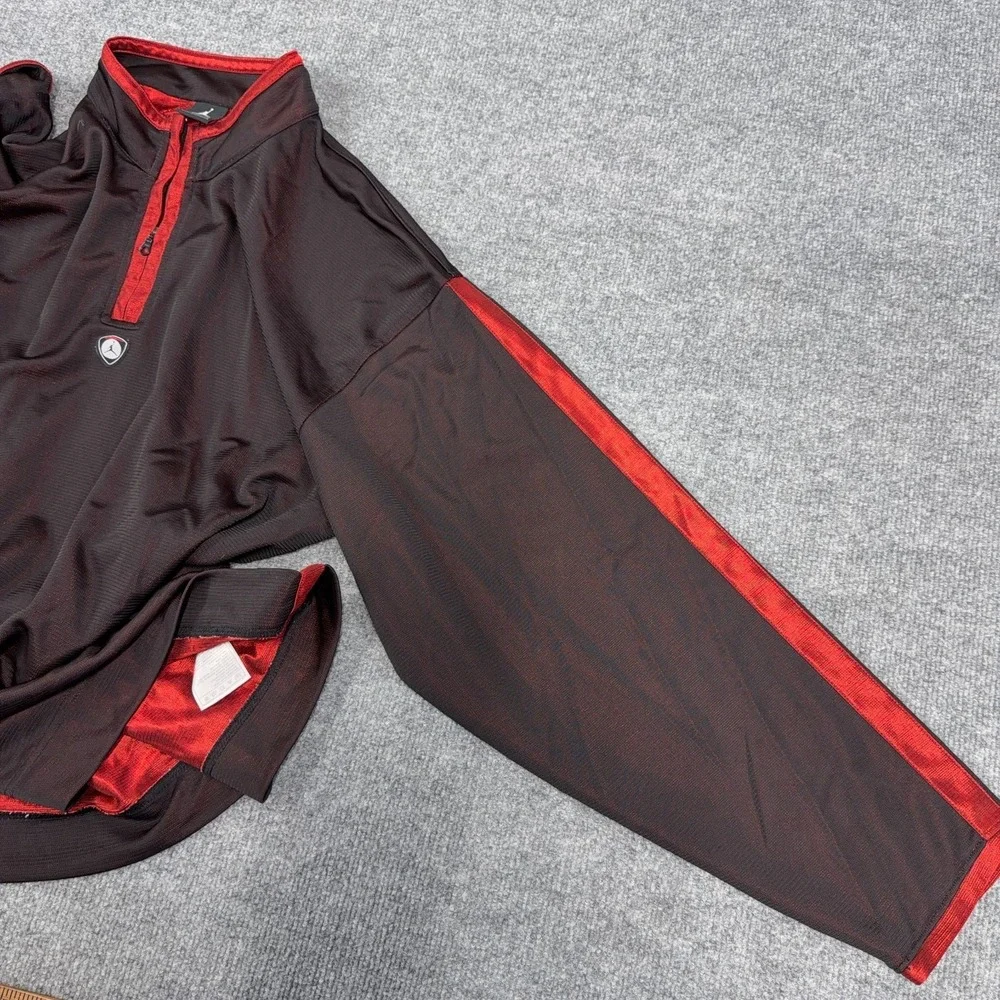 Vintage Air Jordan Shirt Mens Large Black Red Logo Golf Nylon Training 1/4 Zip